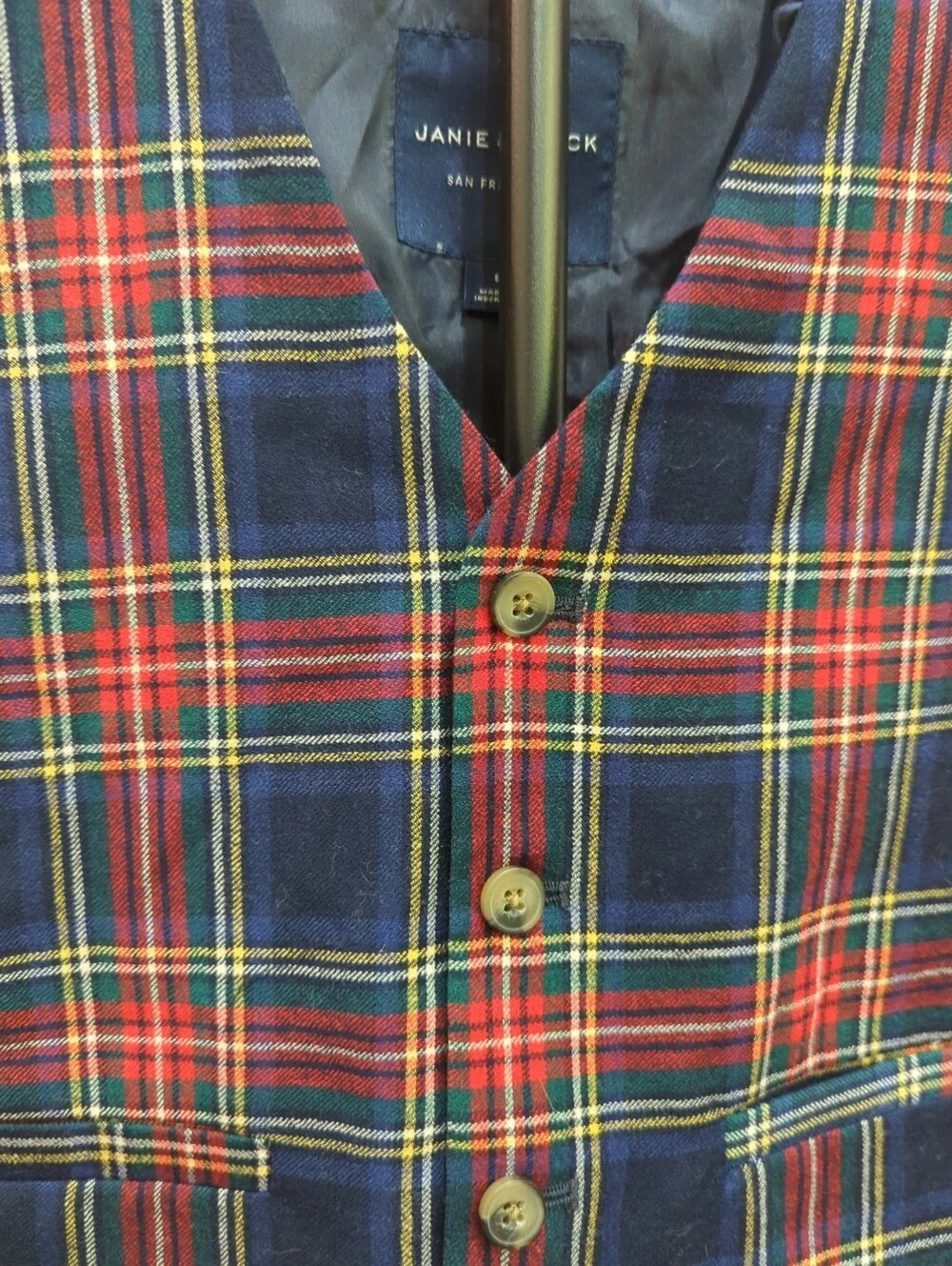 Janie & Jack San Francisco Plaid Vest Size 8 - 100% Wool with Polyester Lining